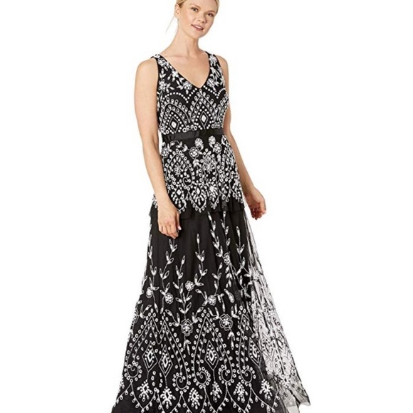 Adrianna Papell embellished fully beaded layer mesh gown - Picture 6 of 14
